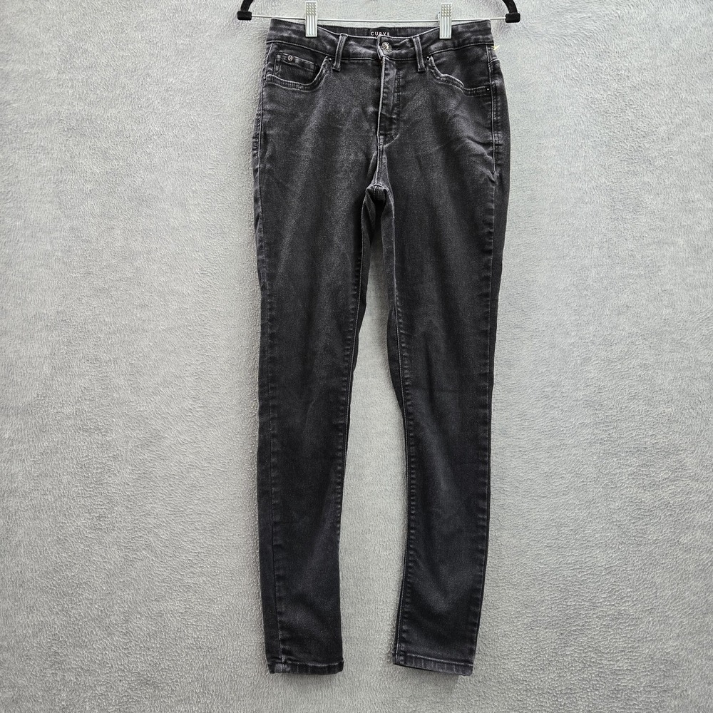 Curve Appeal Women Jeans 4/27 Black Denim Essential Skinny Button Slim 29"